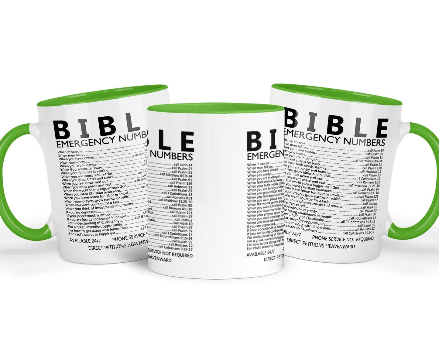 Bible Verse Mug & Coaster Gift Set: Christian Emergency Numbers