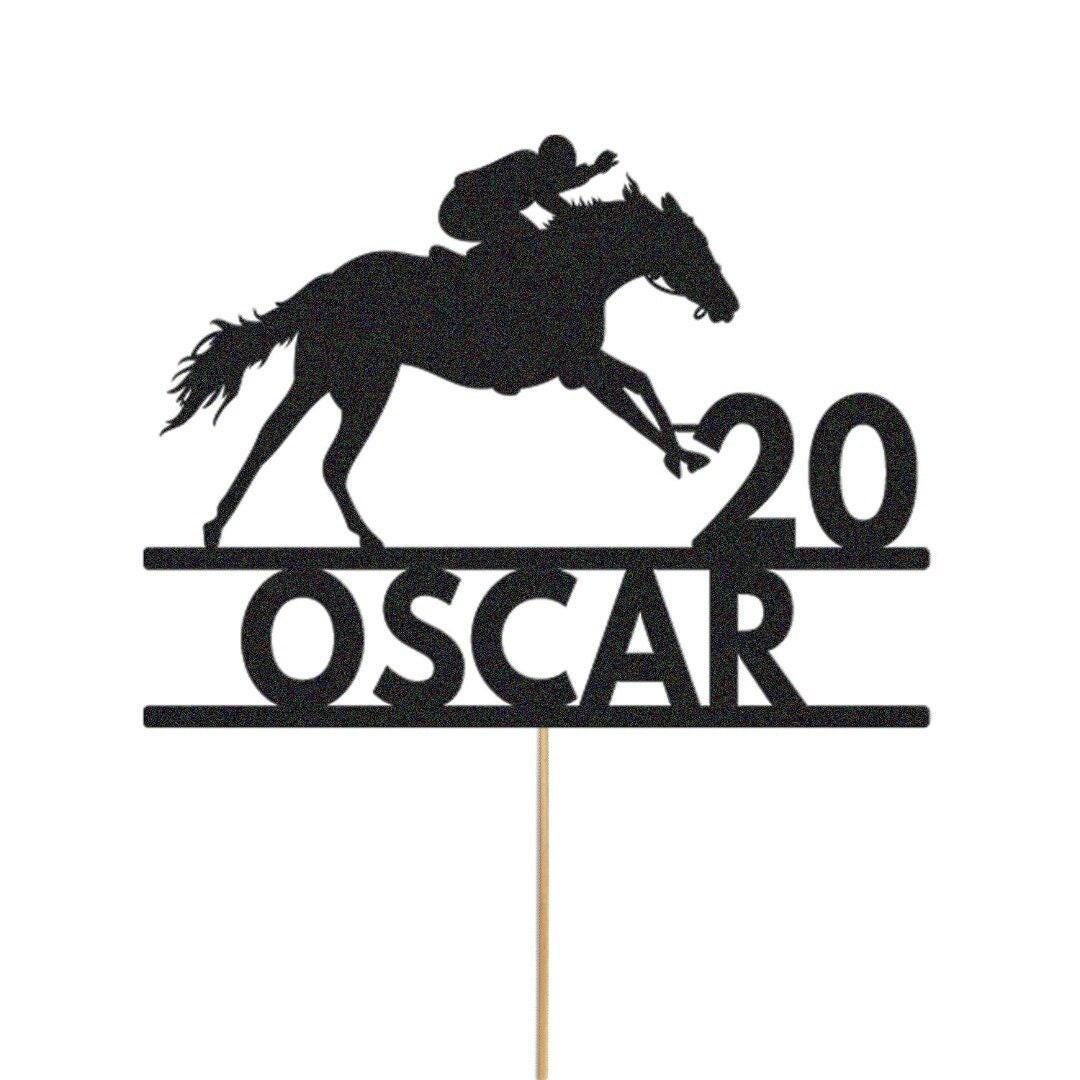 Personalised Horse Racing Jockey Topper Birthday Cake Decoration Any Name & Age