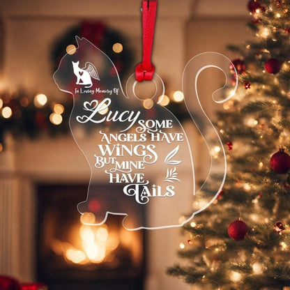 Personalised Acrylic Cat Pet Memorial Christmas Tree Kitten Bauble Custom Name Keepsake Gift