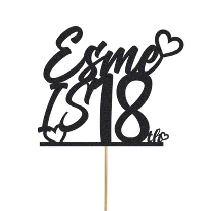 Personalised Glitter Cake Topper: Custom Name & Age