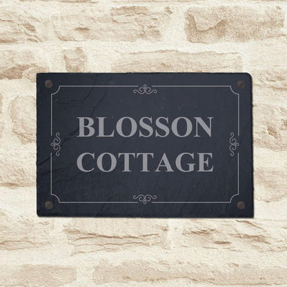Personalised Slate House Sign Door Number Home Plaque Laser Engraved Stone