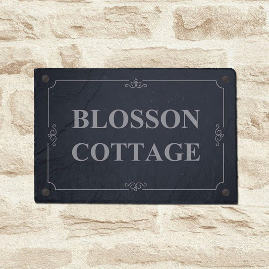 Personalised Slate House Sign Door Number Home Plaque Laser Engraved Stone