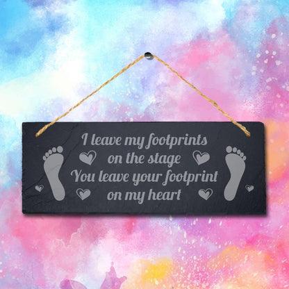 Teacher Thank You Gift Engraved Slate Sign Leave Footprints School Leavers
