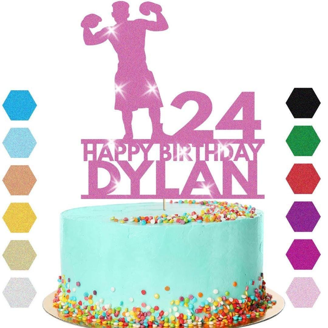 Personalised Boxing Birthday Cake Topper: Glitter Champion Decoration
