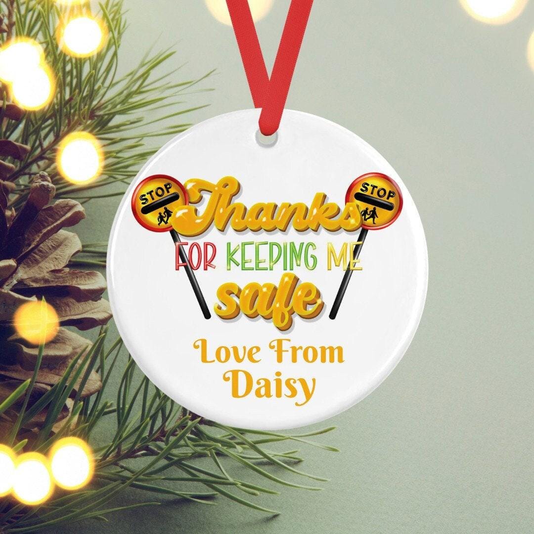 Personalised Lollypop Lady Christmas Ceramic Bauble Gift  Thanks Keeping Me Safe Tree Hanging Decoration