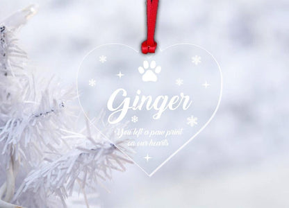 Personalised Pet Memory Christmas Bauble Dog Memorial Xmas Heart Decoration Gift