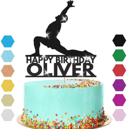 Yoga Cake Topper Personalised Man Adult Birthday Cake Decoration Any Name & Age