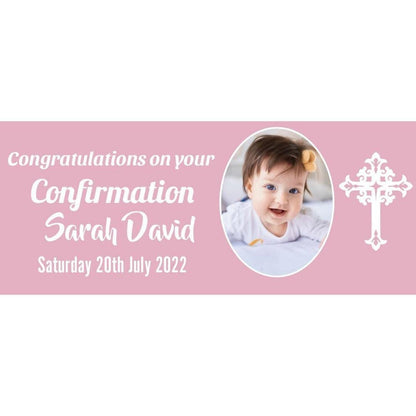 2x Personalised Confirmation Banner: Photo & Name, Religious Decor