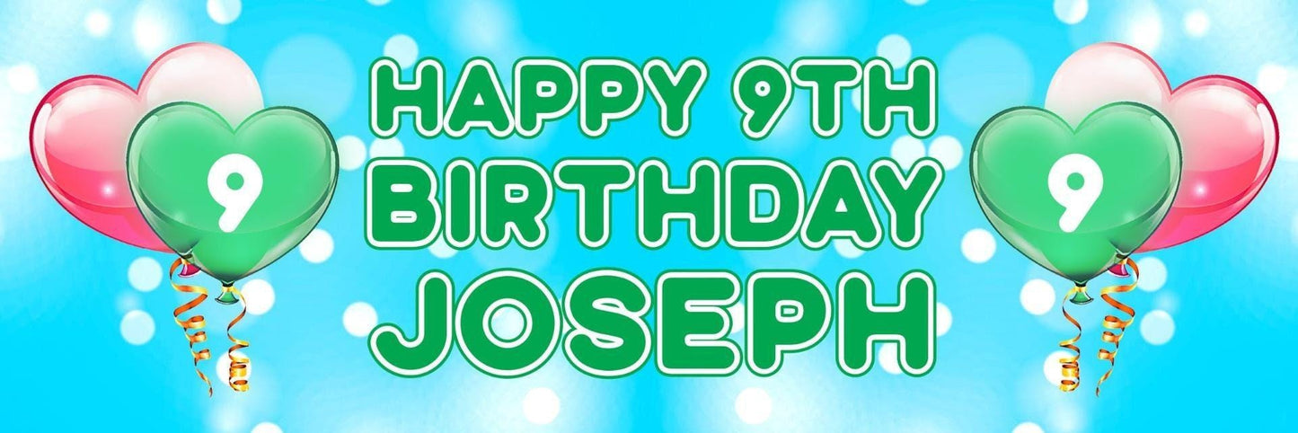 2 Personalised Name Birthday Banners Party Celebration Decor Customisable Heart With Age Posters