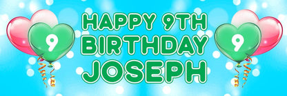 2 Personalised Name Birthday Banners Party Celebration Decor Customisable Heart With Age Posters