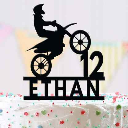 Personalised Motorbike Birthday Cake Topper Acrylic Motorcycle Biker Decoration