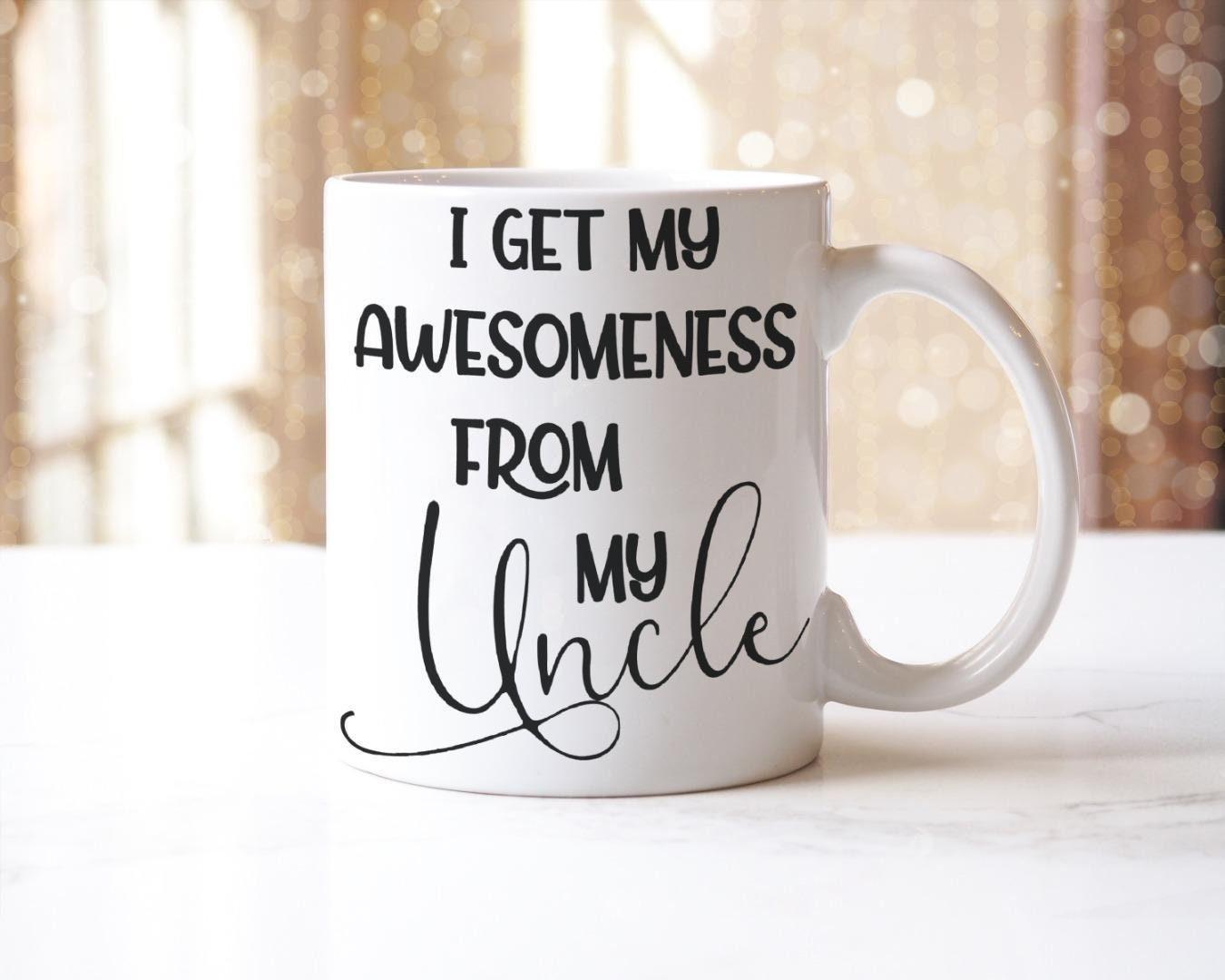 I Get My Awesomeness Mug & Coaster Set Uncle Fathers Day Birthday Xmas Tea Gift
