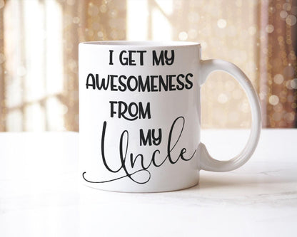 I Get My Awesomeness Mug & Coaster Set Uncle Fathers Day Birthday Xmas Tea Gift