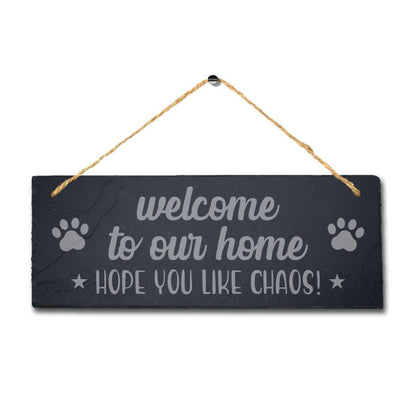 Hope Chaos Hanging Slate Sign Engraved Plaque Dog Kitten Pup Cur Puppy Home Gift