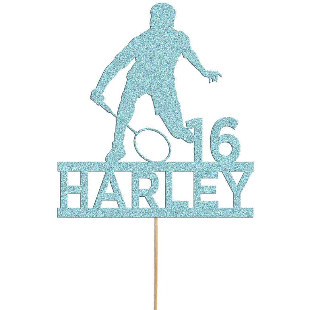Personalised Badminton Cake Topper: Glitter Birthday Party Decoration