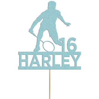 Personalised Badminton Cake Topper: Glitter Birthday Party Decoration