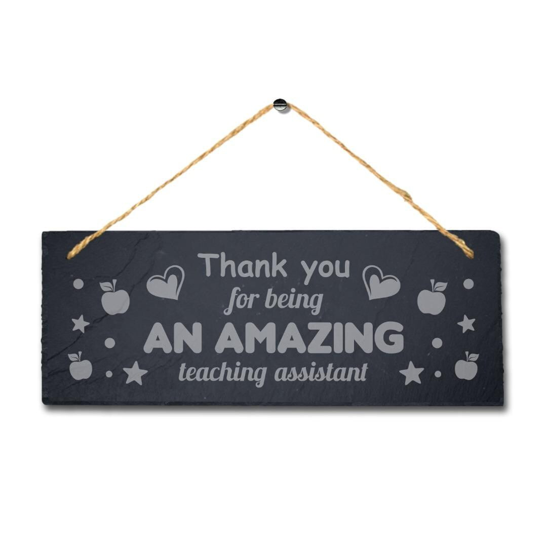 Teacher Thank You Gift Engraved Slate Sign Teaching Assistant School Leavers