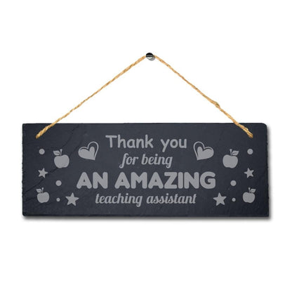 Teacher Thank You Gift Engraved Slate Sign Teaching Assistant School Leavers
