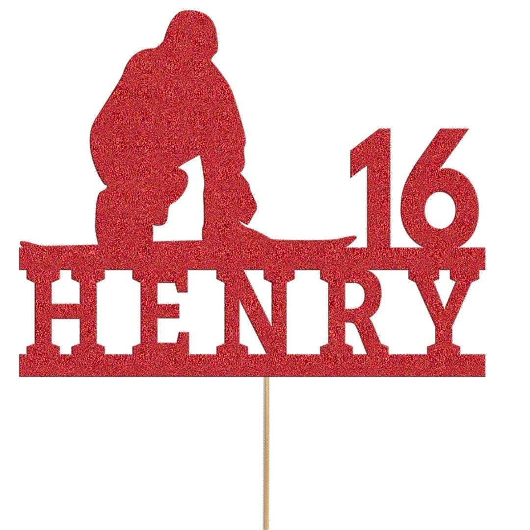 Personalized Skiing Birthday Cake Topper: Glitter Skier, Any Name & Age