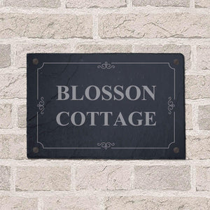 Personalised Slate House Sign Door Number Home Plaque Laser Engraved Stone