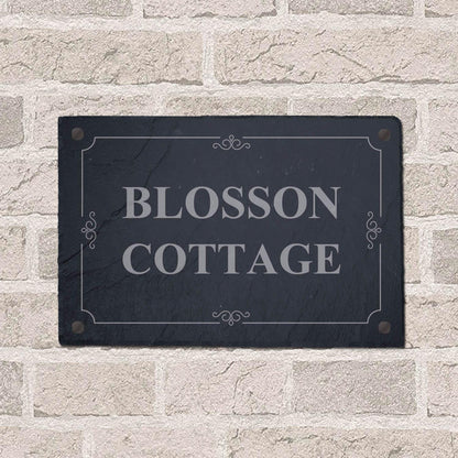 Personalised Slate House Sign Door Number Home Plaque Laser Engraved Stone