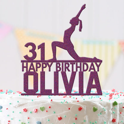 Personalised Acrylic Yoga Ballerina Girls Birthday Cake Topper Decoration Gift
