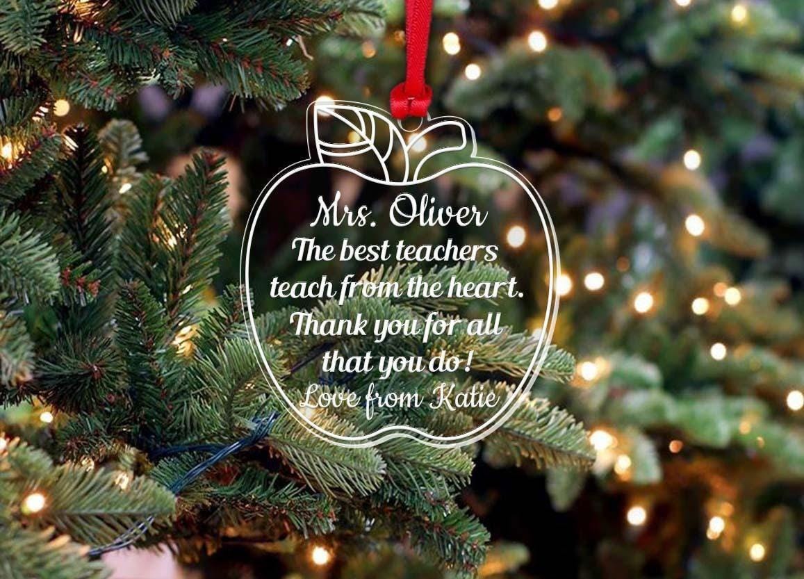 Personalised Christmas Apple Bauble Teacher Nursery Childminder Thank You Gift