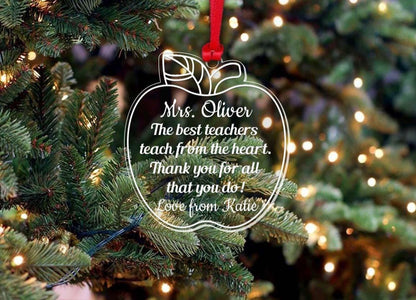 Personalised Christmas Apple Bauble Teacher Nursery Childminder Thank You Gift
