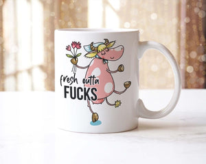 Funny Cow Mug & Coaster Set: Rude Humor Office Gift
