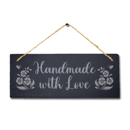 Handmade With Love Laser Engraved Hanging Slate Wed Valentine Gift Plaque Sign