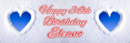 2 Personalised Blue Heart Birthday Party Celebration Banners Decoration Posters