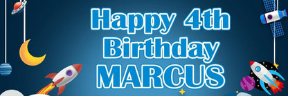 2 Personalised Space Rocket Party Celebration Banners Decoration Posters