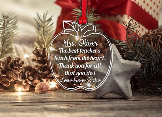 Personalised Christmas Apple Bauble Teacher Nursery Childminder Thank You Gift