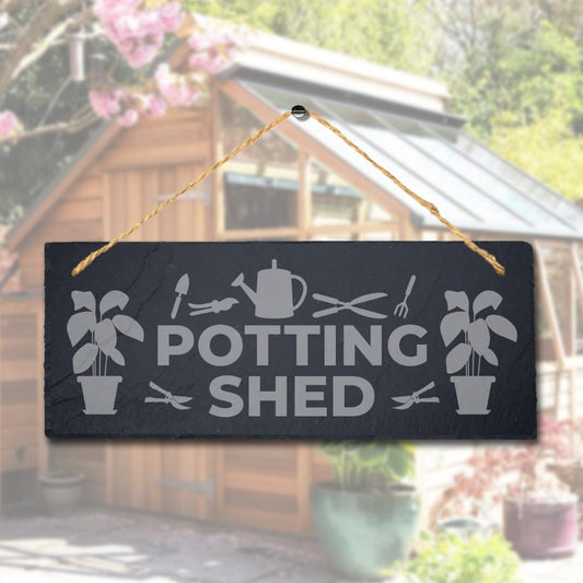 Potting Shed Laser Engraved Hanging Slate Garden Shed Home Decor Plaque Sign