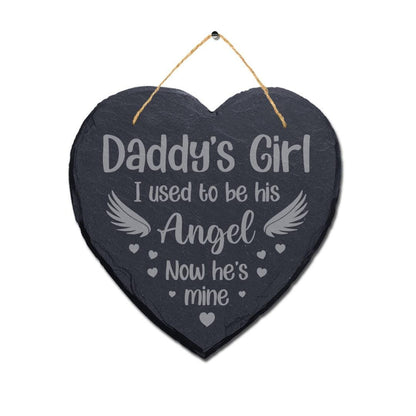Daddys Girl I Used Laser Engraved Hanging Memorial Heart Shape Slate Plaque Sign
