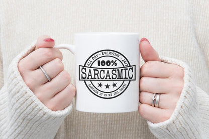 All Day Everyday 24/7 100% Sarcasmic - Ceramic Novelty Mug & Coaster Coffee Tea Cup Gift