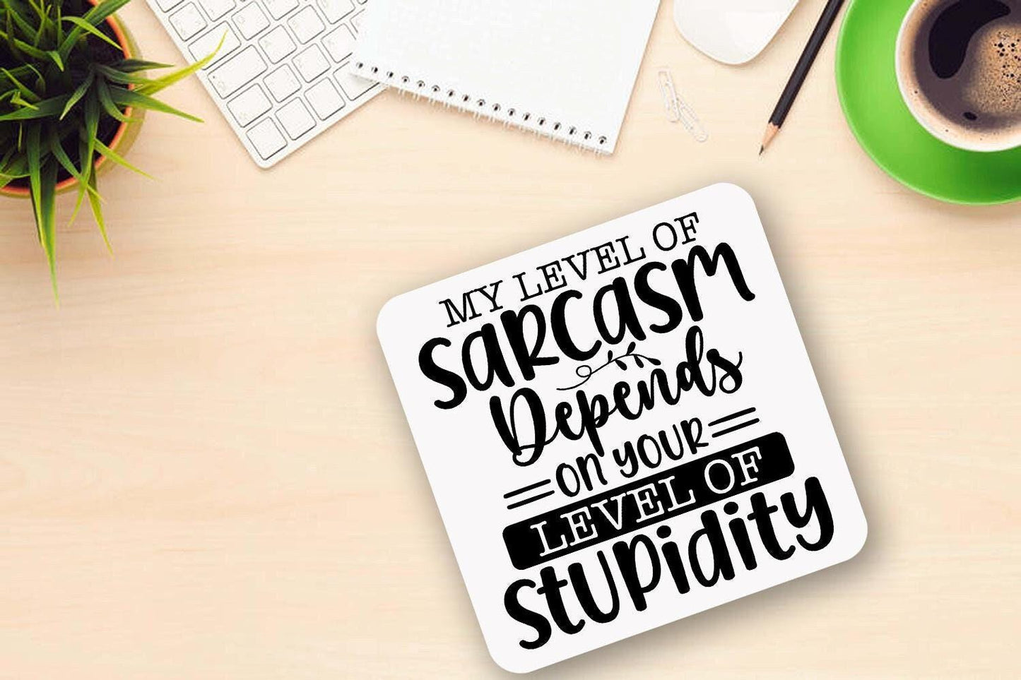 Sarcastic Mug And Coaster Gift Set My Level Of Sarcasm Funny Coffee Cup Gifts