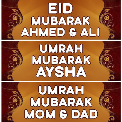 Personalised Umrah Mubarak Banner: Kaba Design, Islamic Celebration (Set of 2)