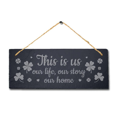 Laser Engraved Slate Home Plaque: This Is Us Design
