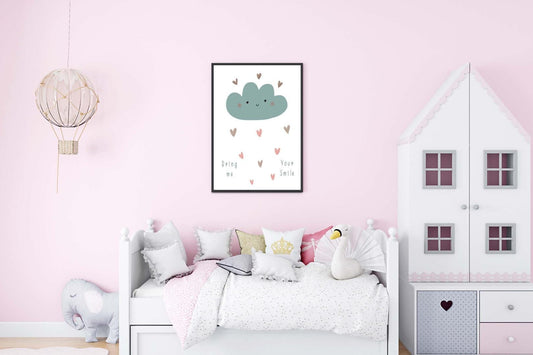 Bring Me Cloud Kids Boho Watercolour Hand Painted Effect Nursery Wall Art Poster