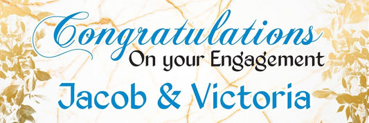 2x Personalised Rose Gold Engagement Party Banners Couples Names Decoration Poster