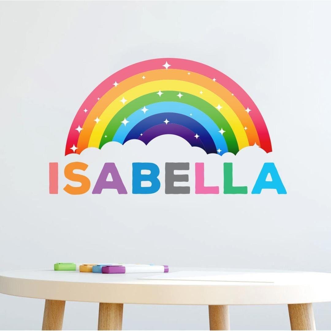 Personalised Rainbow Wall Sticker Name Decal Vinyl Girls Kids Nursery Bedroom