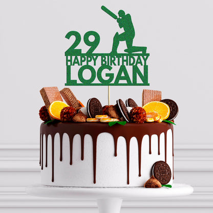 Cricket Cake Topper Personalised Birthday Celebration Any Name & Age