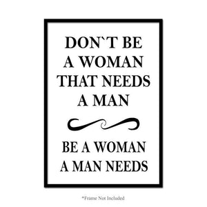 Be A Woman Independent Wall Poster Inspirational Motivational Quote Prints Decor