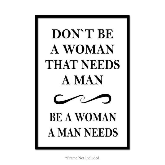 Be A Woman Independent Wall Poster Inspirational Motivational Quote Prints Decor