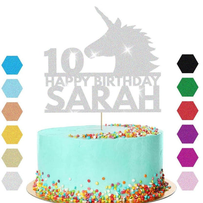 Unicorn Head Cake Topper Personalised Party Birthday Cake Decoration Any Name & Age