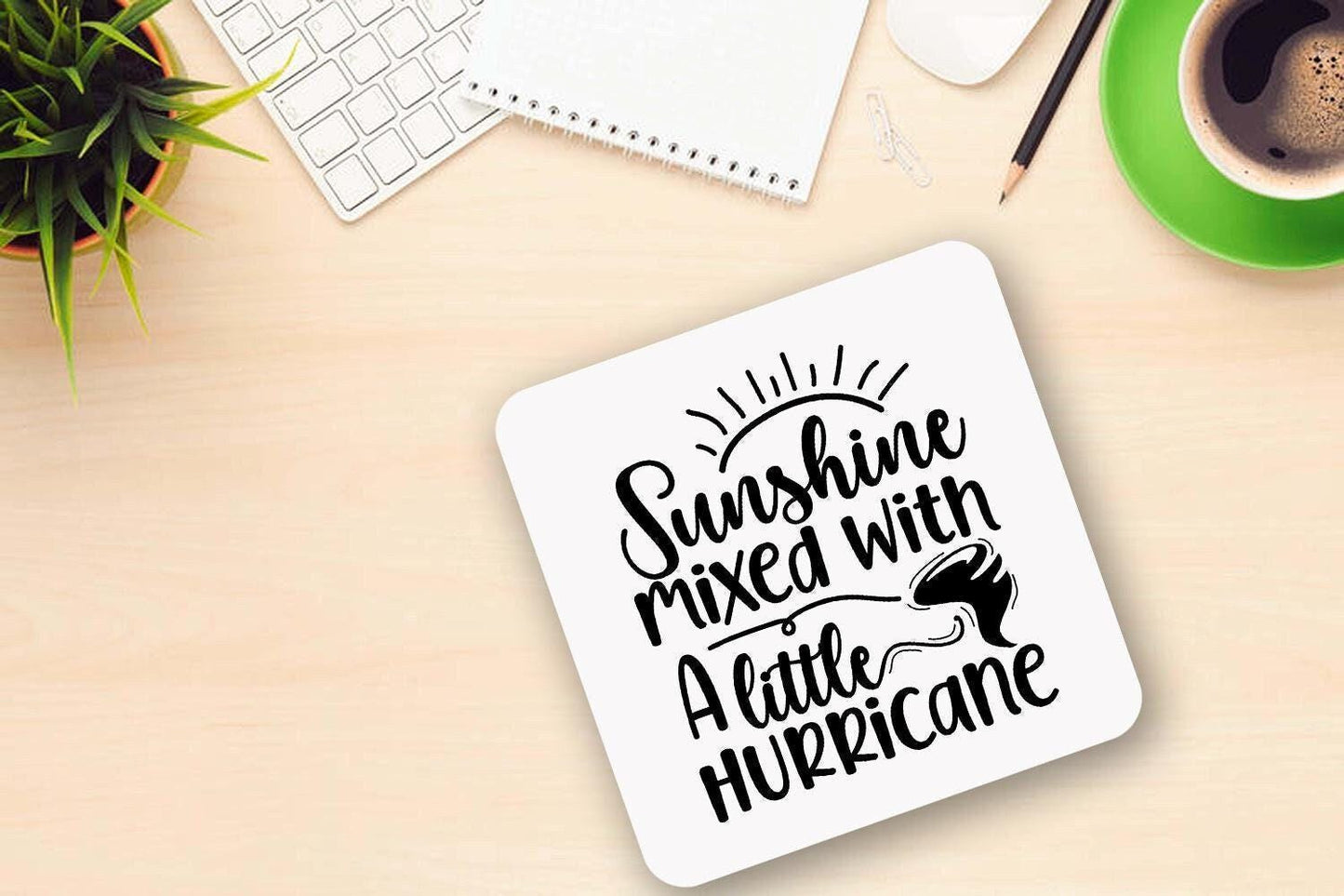 Sarcastic Mug And Coaster Gift Set Sunshine Mixed With A Little Hurricane Gifts