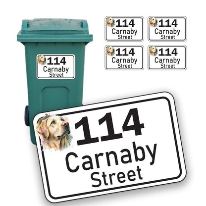 Personalized Dog Wheelie Bin Sticker: Road Name & Number, Waterproof Vinyl