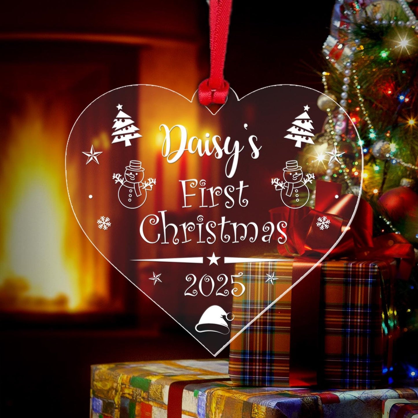 Personalised Babys First Christmas Bauble 1st Xmas Heart Tree Decoration Gift