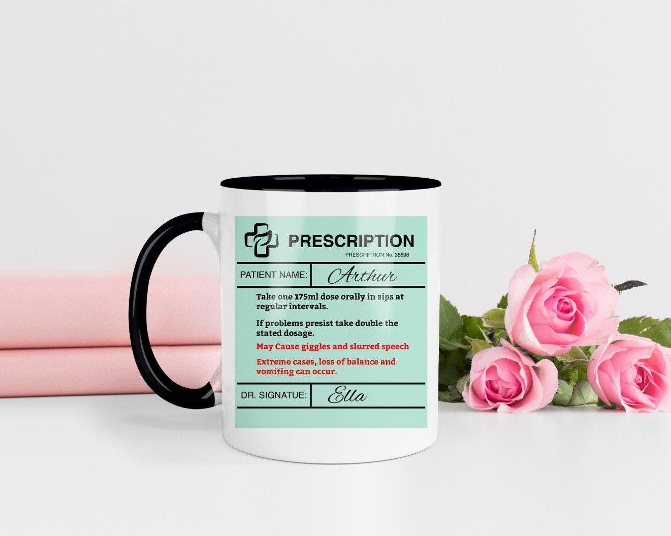 Funny Personalised Doctor Prescription Coffee Mug Coaster Set Dr Nurse Hospital Gift